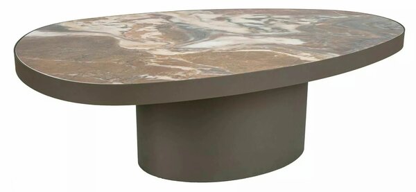 Măsuță cafea GUSTO A, maro lucios/cupru, ceramică/metal, 118x73x38 cm