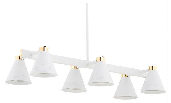 Euluna Lampă suspendată Avenidos, 6 becuri, alb, reglabil, Alb, Camera de zi / sufragerie, Metal, Modern