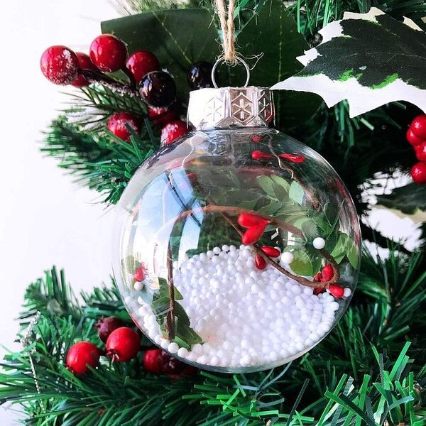 Glob pentru bradul de Craciun, personalizabil, transparent, diametru 8 cm