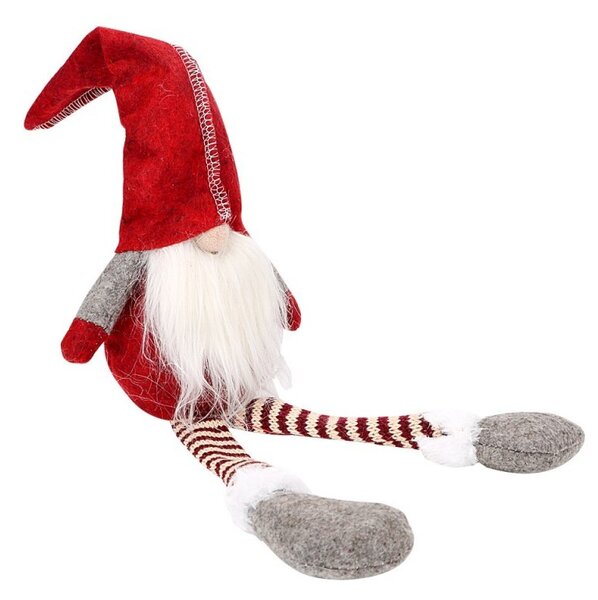 Elf decorativ 50 cm, jucarie Craciun, material textil, rosu