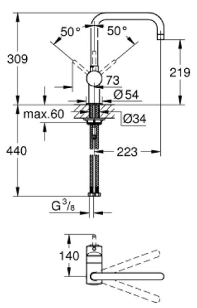 Grohe Minta baterie bucătărie pe picior Brushed Hard Graphite 32488AL0
