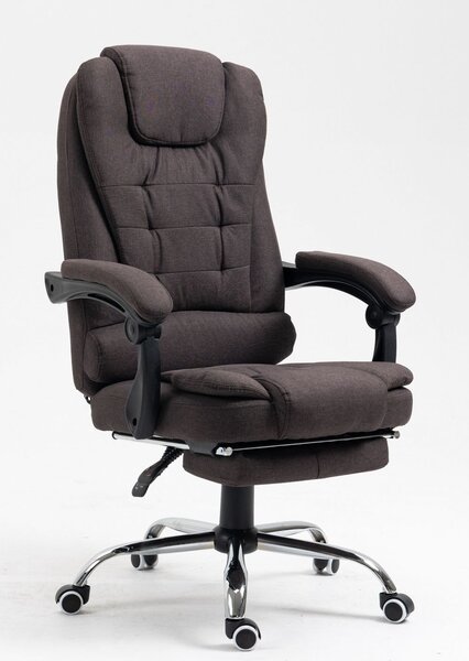 Scaun directorial cu Masaj si Incalzire, functie sezlong, suport picioare, SIB 075M, material textil, Maro