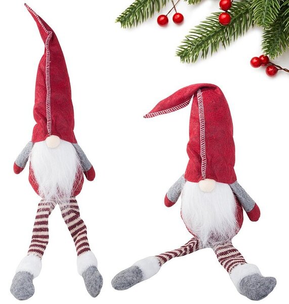 Elf decorativ 50 cm, jucarie Craciun, material textil, rosu