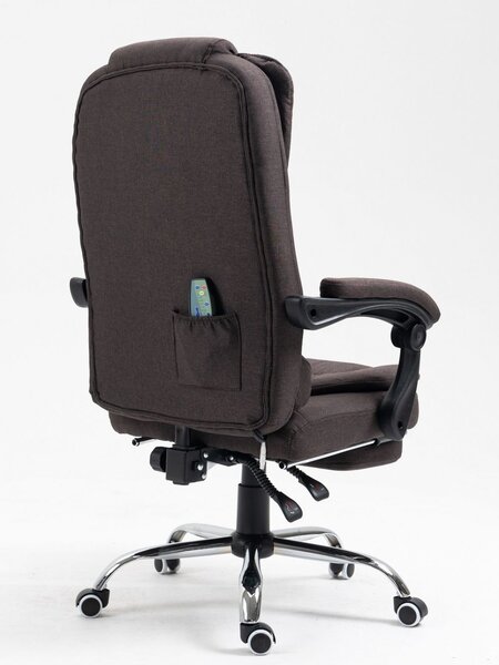 Scaun directorial cu Masaj si Incalzire, functie sezlong, suport picioare, SIB 075M, material textil, Maro