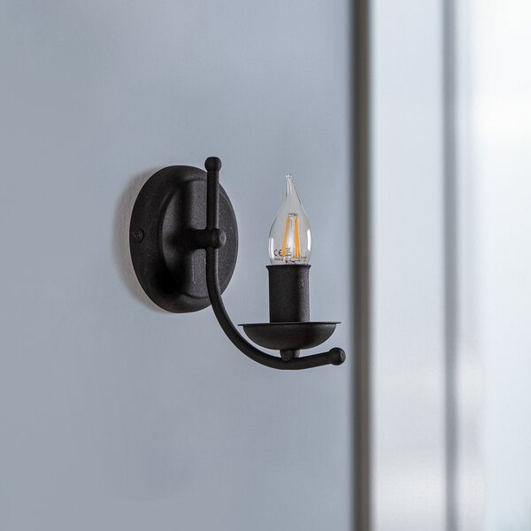 Lamkur Aplică de perete Kandela, negru, reglabil, Negru, Hol, Metal, Modern