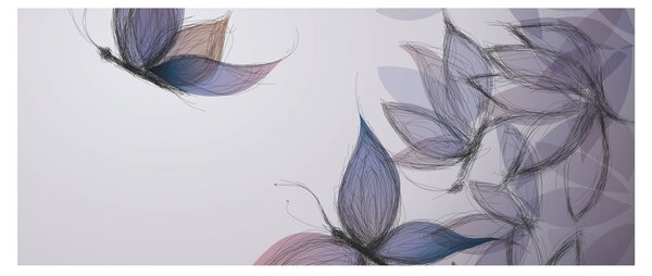 Tablou - Fluturi desenați (120x50 cm)
