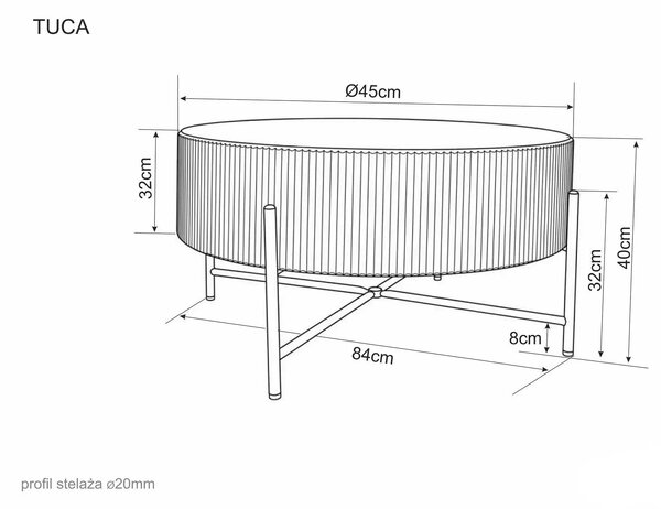 Măsuță cafea TUCA, stejar/negru mat, furnir/metal/MDF, 80x80x40 cm