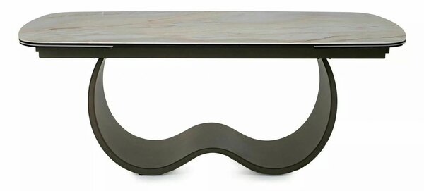 Masă extensibilă CASABLANCA, bej/cupru, sticlă securizată/ceramică/met