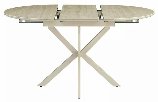 Masă extensibilă GASTON, bej/cașmir, ceramică/metal/MDF, 100–135x100x7
