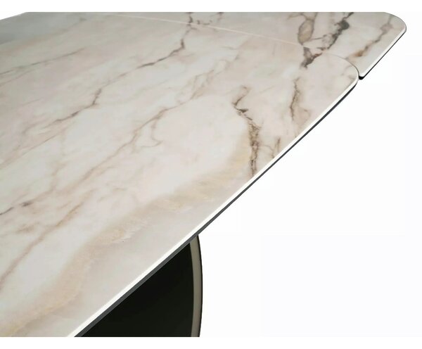Masă extensibilă CASABLANCA, bej/cupru, sticlă securizată/ceramică/met