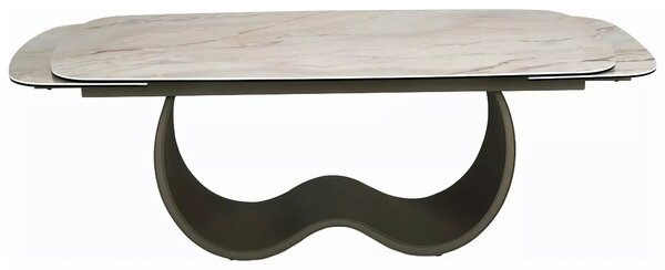 Masă extensibilă CASABLANCA, bej/cupru, sticlă securizată/ceramică/met