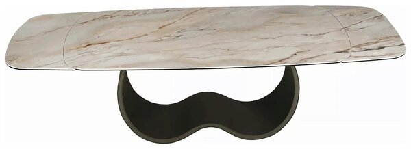Masă extensibilă CASABLANCA, bej/cupru, sticlă securizată/ceramică/met