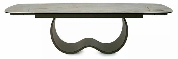 Masă extensibilă CASABLANCA, bej/cupru, sticlă securizată/ceramică/met
