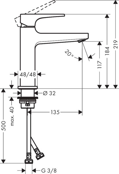 Hansgrohe Metropol baterie lavoar stativ alb 32507700