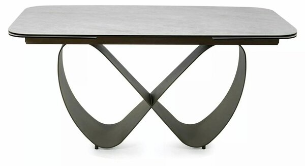 Masă extensibilă INFINITY, bej/cupru, sticlă securizată/ceramică/metal