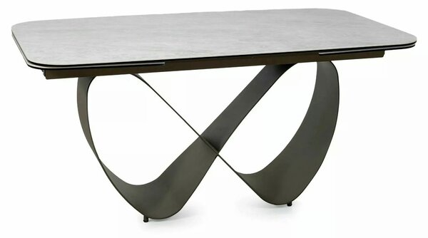 Masă extensibilă INFINITY, bej/cupru, sticlă securizată/ceramică/metal