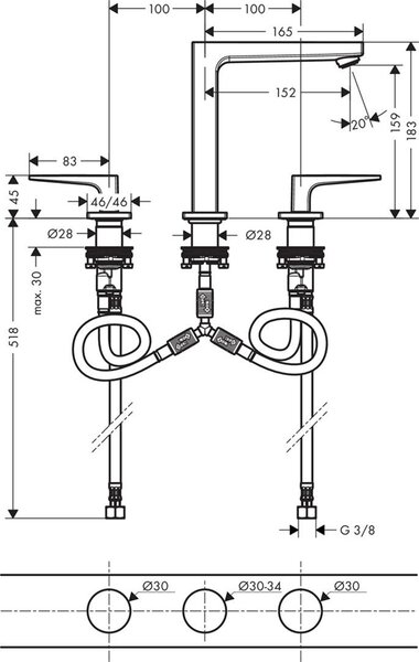 Hansgrohe Metropol baterie lavoar stativ negru 32515340
