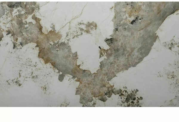 Masă extensibilă MARANELLO, alb/cupru, sticlă securizată/ceramică/meta