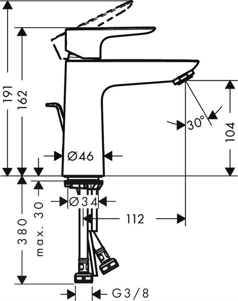 Hansgrohe Talis E baterie lavoar stativ alb 71712700