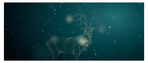 Tablou - Cerb magic noaptea (120x50 cm)