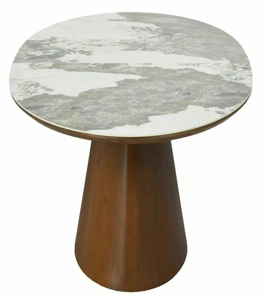 Masă extensibilă MAROCCO, alb/nuc, ceramică/furnir/MDF, 160–200x90x75