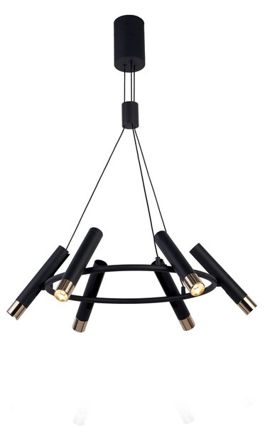 Searchlight Lampă suspendată Elegance, 6 becuri, negru, reglabil, Negru, Bucătărie, Metal, Modern