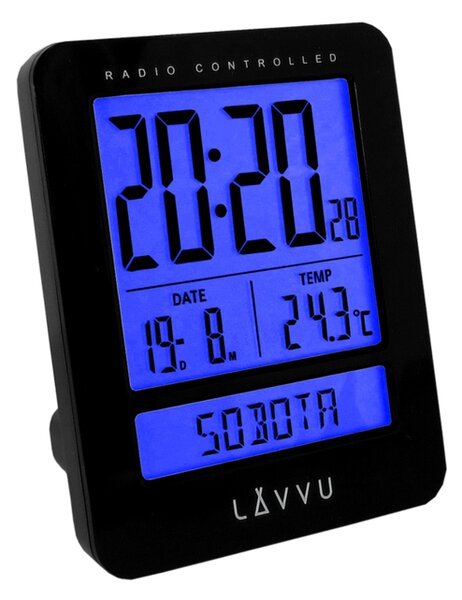 Ceas deșteptător digital Lavvu Duo Black LAR0021, 9,2 cm