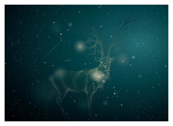 Tablou - Cerb magic noaptea (70x50 cm)