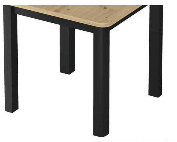 Masă extensibilă OSKAR, stejar artizanal/negru, PAL laminat/MDF, 120–2