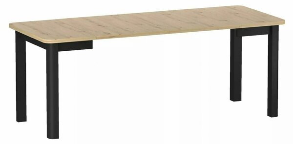 Masă extensibilă OSKAR, stejar artizanal/negru, PAL laminat/MDF, 120–2