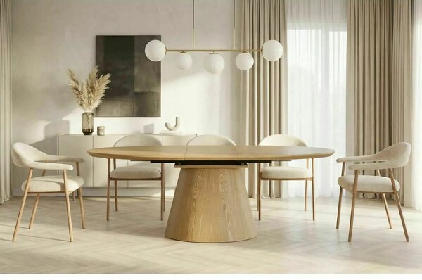 Masă extensibilă MAROCCO, stejar, furnir/MDF, 160–200x100x75 cm