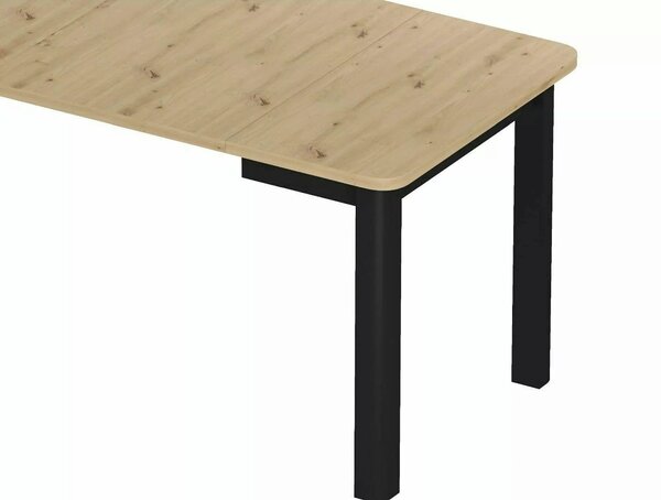 Masă extensibilă OSKAR, stejar artizanal/negru, PAL laminat/MDF, 120–2
