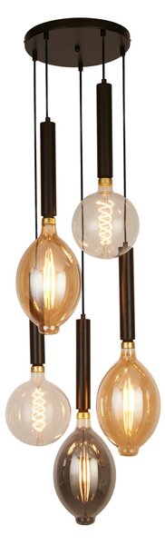 Searchlight Lampă suspendată Elegance 5 becuri, negru, reglabil, Negru, Bucătărie, Metal, Modern