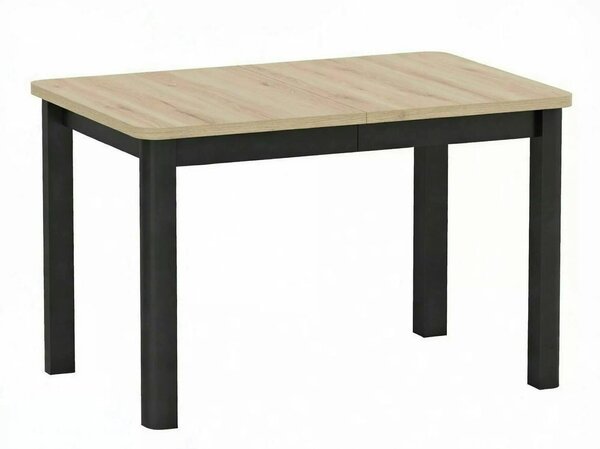 Masă extensibilă OSKAR, stejar artizanal/negru, PAL laminat/MDF, 120–2