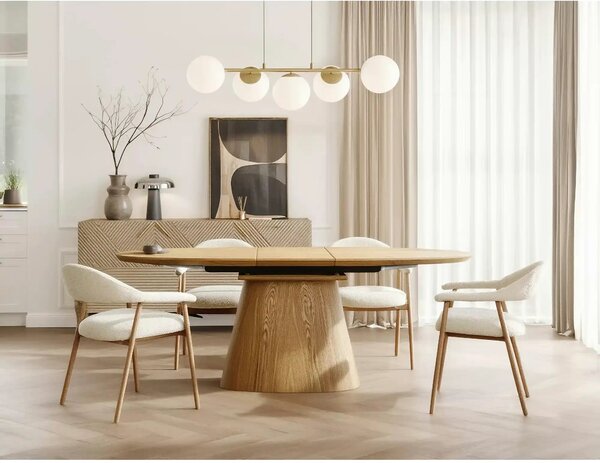Masă extensibilă MAROCCO, stejar, furnir/MDF, 160–200x100x75 cm