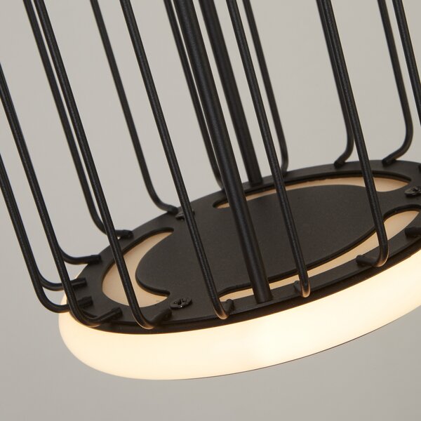 Searchlight Lampă suspendată LED Cage 3 bec, negru, reglabil, Negru, Camera de zi / sufragerie, Metal, Modern
