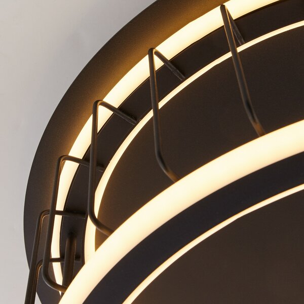 Searchlight Plafonieră cu LED colivie Ø 40cm, reglabil, Negru, Camera de zi / sufragerie, Metal, Modern
