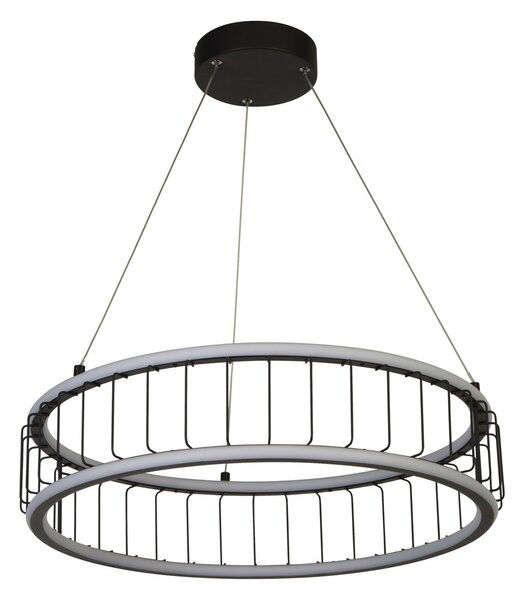 Searchlight Suspensie cu LED colivie Ø 57,5 cm, reglabil, Negru, Camera de zi / sufragerie, Metal, Modern