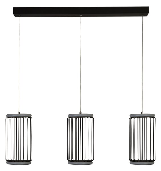 Searchlight Lampă suspendată LED Cage 3 bec, negru, reglabil, Negru, Camera de zi / sufragerie, Metal, Modern