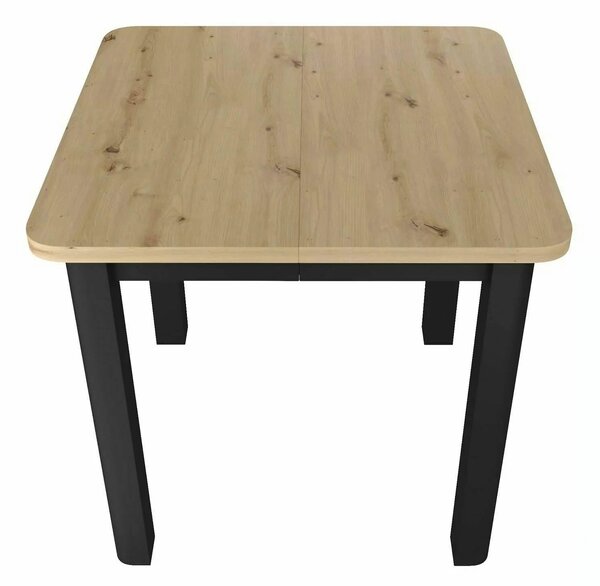 Masă extensibilă OSKAR, stejar artizanal/negru, PAL laminat/MDF, 80–20