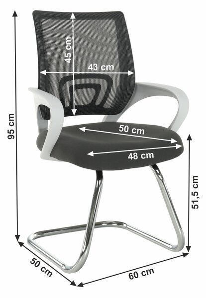 KONDELA Scaun de şedinţă, gri/alb SANAZ TYP 3