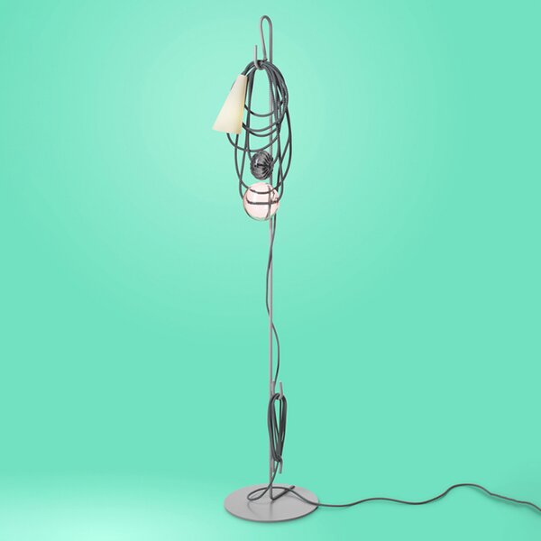 Foscarini Filo LED floor lamp, Amethyst Queen, Gri, Camera de zi / sufragerie, Metal, Design, Umbrelă în picioare