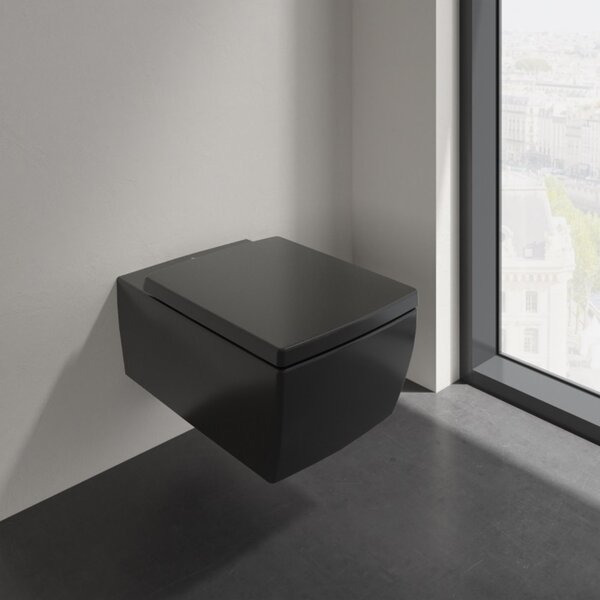 Villeroy & Boch Memento 2.0 vas wc agăţat fără margine negru 4633R0R7