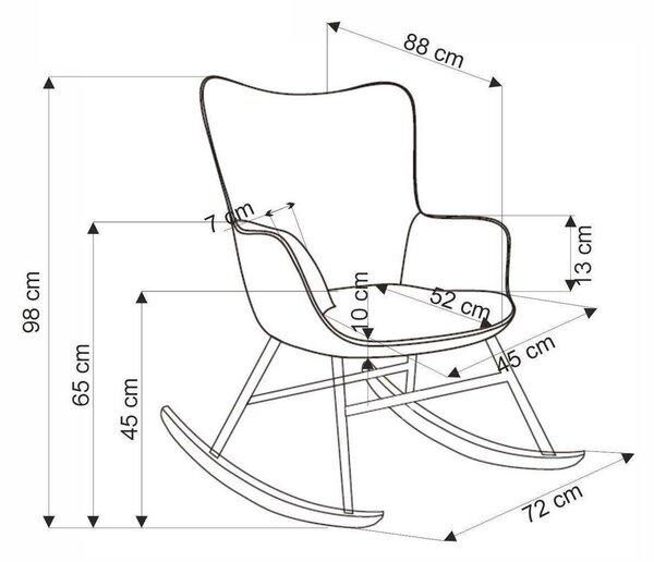Scaun balansoar Houston 1611Bej, 10x7x9cm, Tapiterie, Din lemn, Metal, Lemn