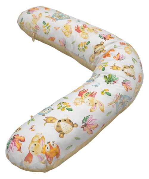 Perna gravide 3 in 1 cu husa detasabila Kidizi Lena, lungime 160 cm, Animals Party