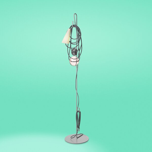 Foscarini Filo LED floor lamp, Amethyst Queen, Gri, Camera de zi / sufragerie, Metal, Design, Umbrelă în picioare