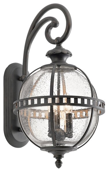 KICHLER Aplică de exterior Halleron, Ø 30.5cm, londonderry, reglabil, Gri, Metal, Antichitate, Felinar