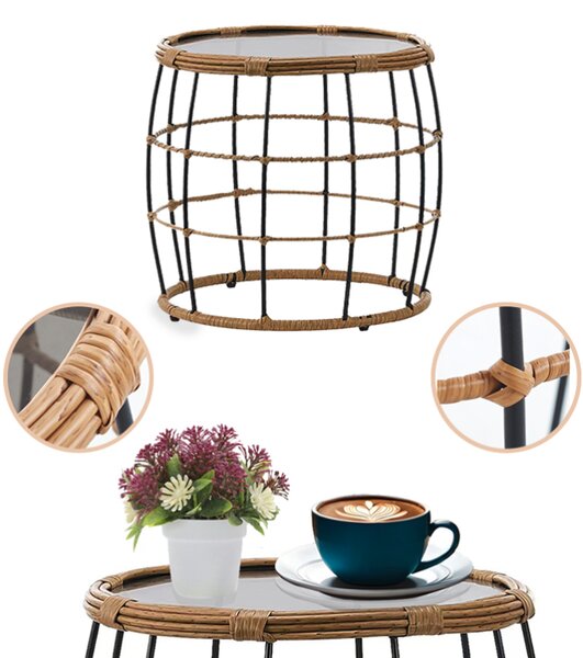 Masă de cafea din răchită 45 cm