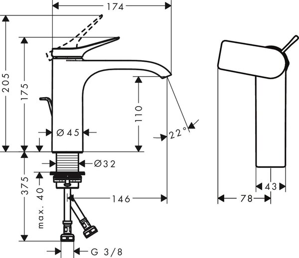 Hansgrohe Vivenis baterie lavoar stativ alb 75023700