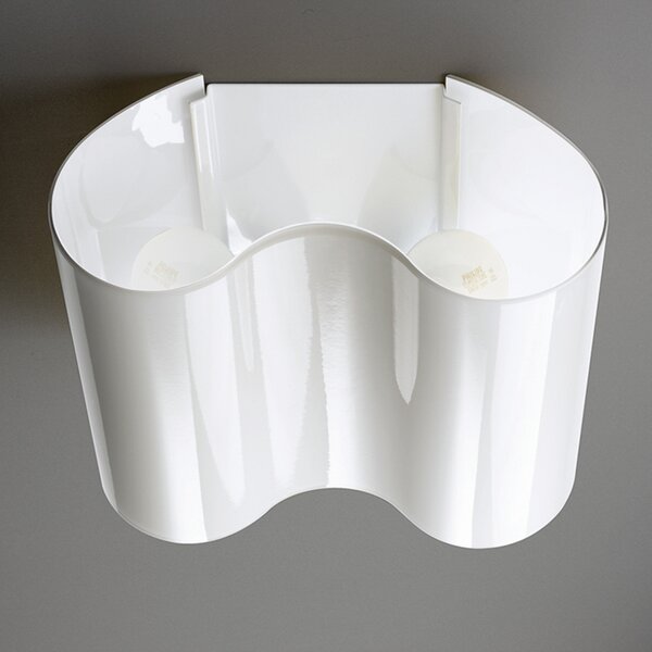 Foscarini Double aplică de perete din sticlă, alb, reglabil, Alb, Camera de zi / sufragerie, Sticlă, Design
